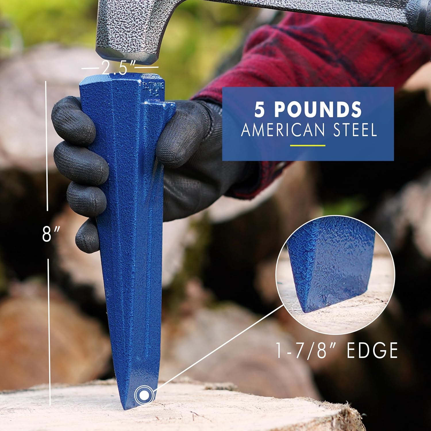 ESTWING Sure Split Wedge - 5-Pound Wood Splitting Tool with Forged Steel Construction & 1-7/8" Cutting Edge - E-5