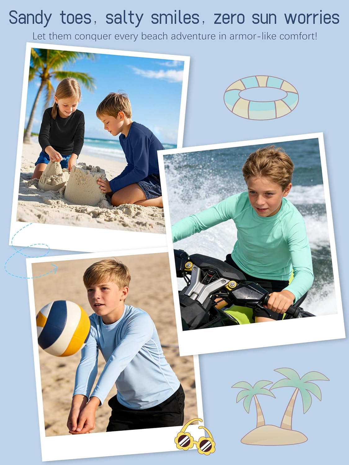 4 Pack Boys' Rash Guard Youth Neon Shirts SPF Long Sleeve Swim Shirts Quick Dry Sun Protection Swimwear for Kids