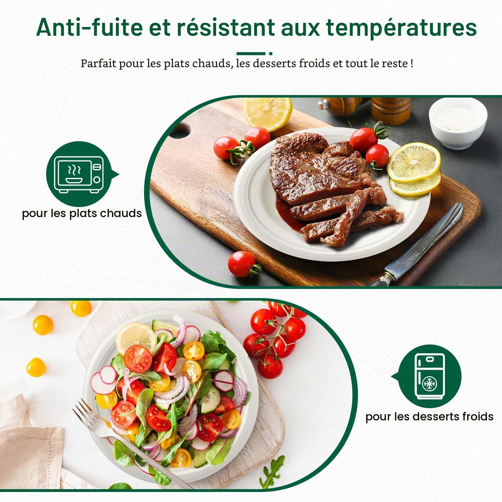 Lot de 128 assiettes en carton compostables de 25,4 cm, assiettes jetables en bagasse, parfaites pour les collations, les desserts, les fêtes, les mariages et plus encore (certifiées BPI)