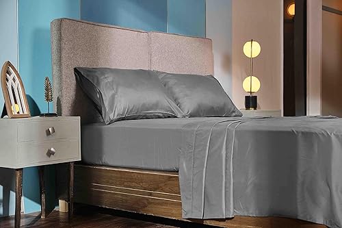 Miniatura 3 de Glarea Sábanas planas de microfibra a granel (gris, paquete de 6, Queen)