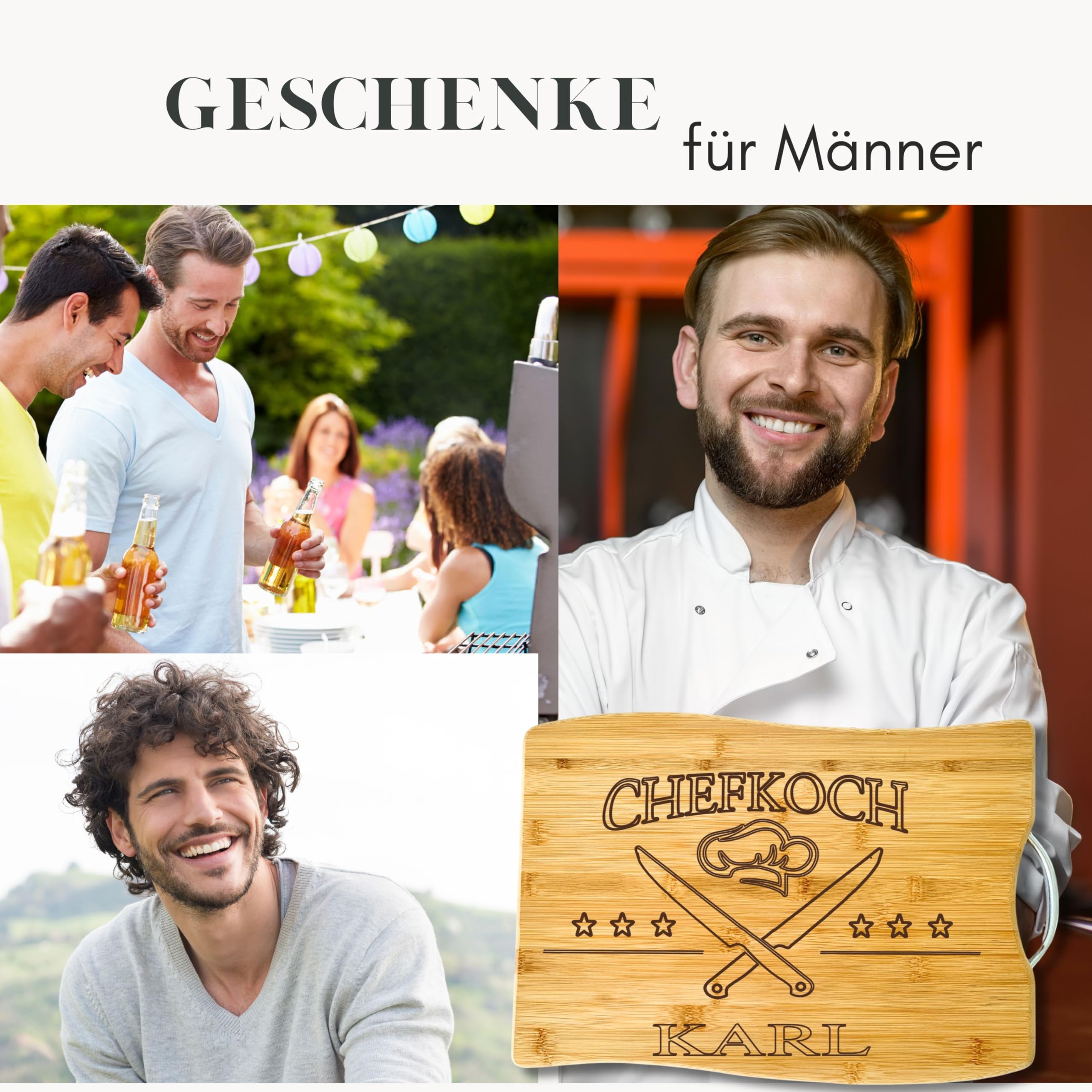 Personalisierte Geschenke Männer - Männergeschenke zum Geburtstag - Schneidebrett Holz mit Gravur als Geburtstagsgeschenke für Männer Papa