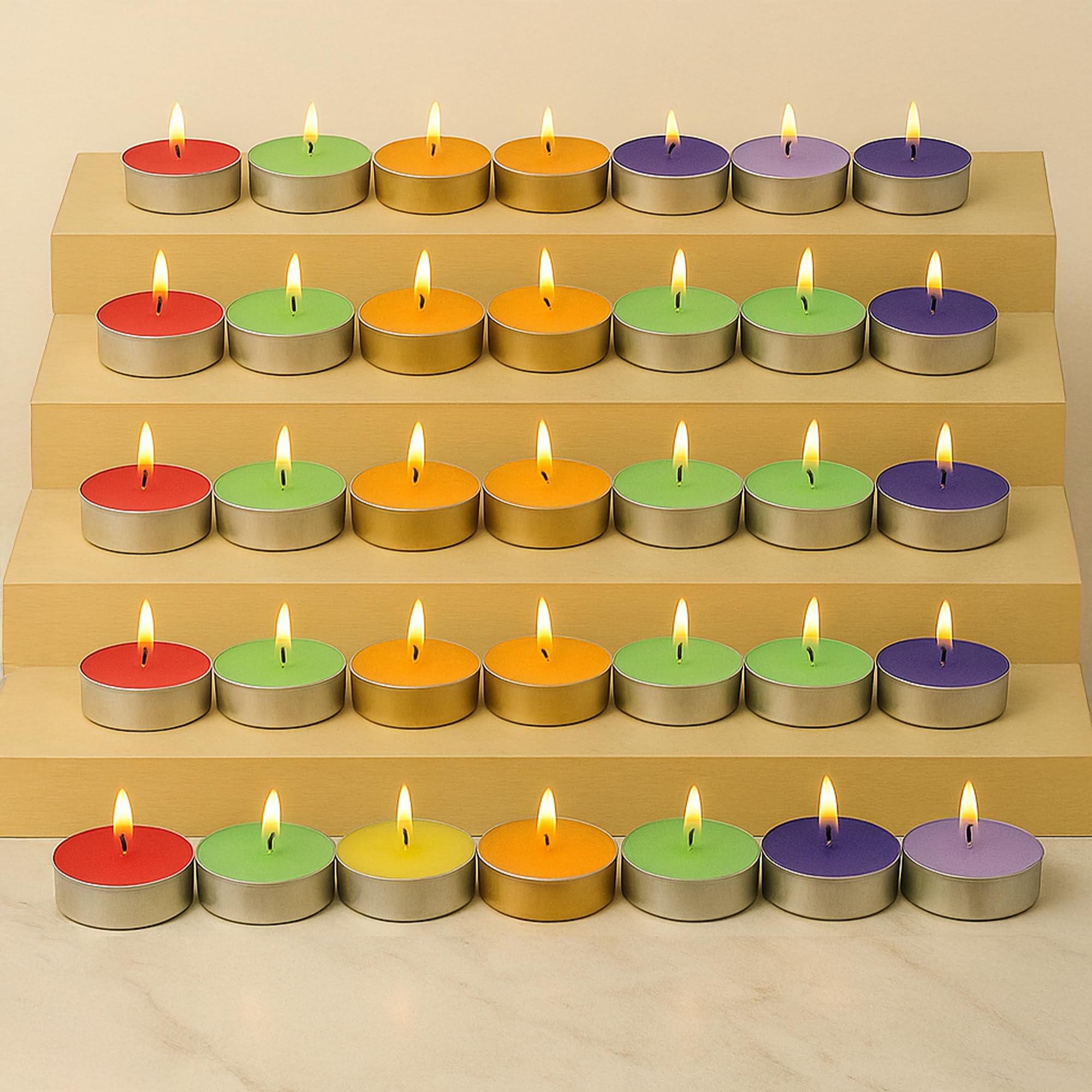 Floryn Decor Brand - Multi Colored Wax Tealight Candles | Tealight Candles Set of 50, Unscented-image-28