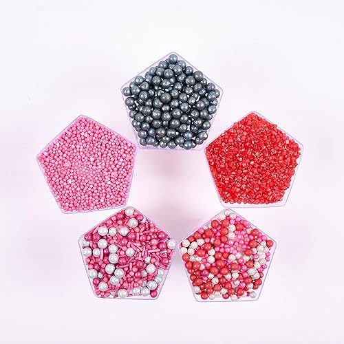 Miniatura 6 de Confect Gránulos comestibles para decoración de pasteles y cupcakes, paquete surtido de 5 bolas de discoteca plateadas de casino, grageas de perlas
