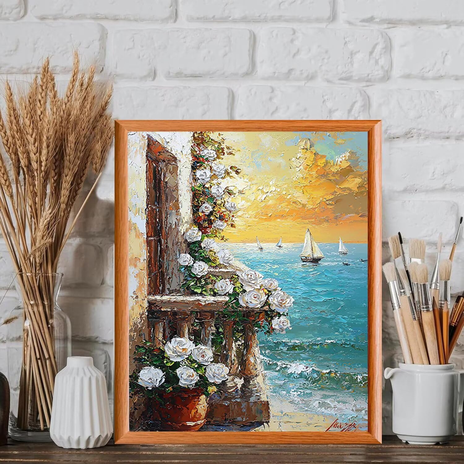 WEISHIWE Vista marina Dipingere con i Numeri per Adulti, 70x90cm a-293 | Pittura a Olio Kit, fai da te Quadri da Dipingere Numerat, Adulti Bambini Hobby Creativi,Pittura Adulti Decora la Casa Regalo