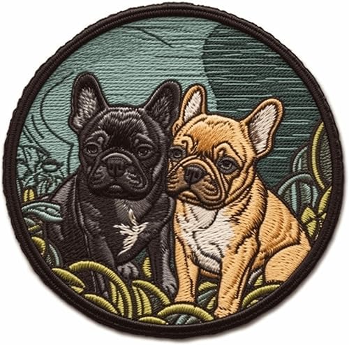 Parche de perro Bulldog francés de 3 pulgadas, aplique sublimado bordado para ropa, chaleco de ropa, bordado decorativo para coser, emblema de