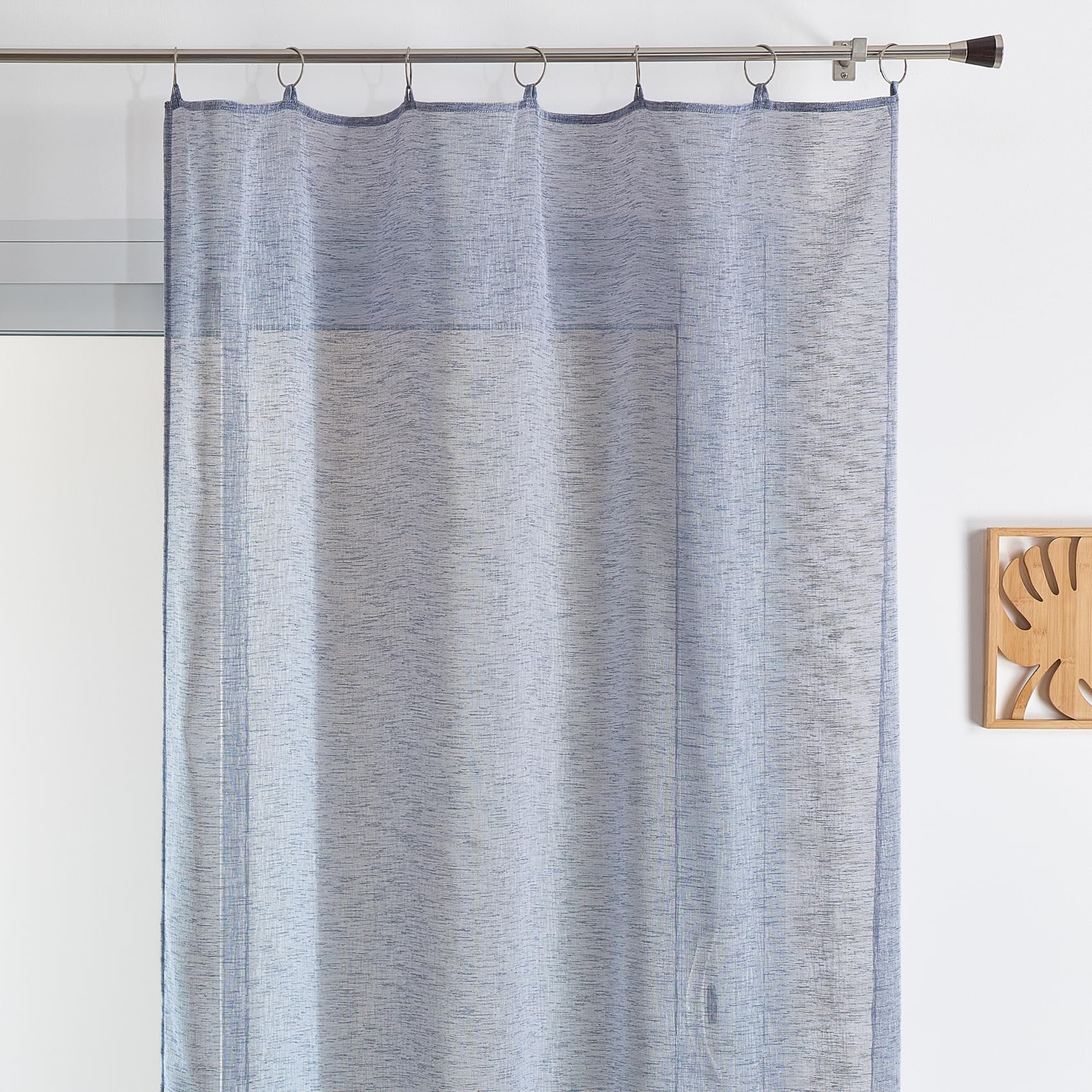 HomeMaison.com Muslin Net Curtain - Plain - Blackout Net Curtain - Blue Net Curtain - 140 x 240 cm, W 55.1" x L 94.5" (1 Panels) - Image 3