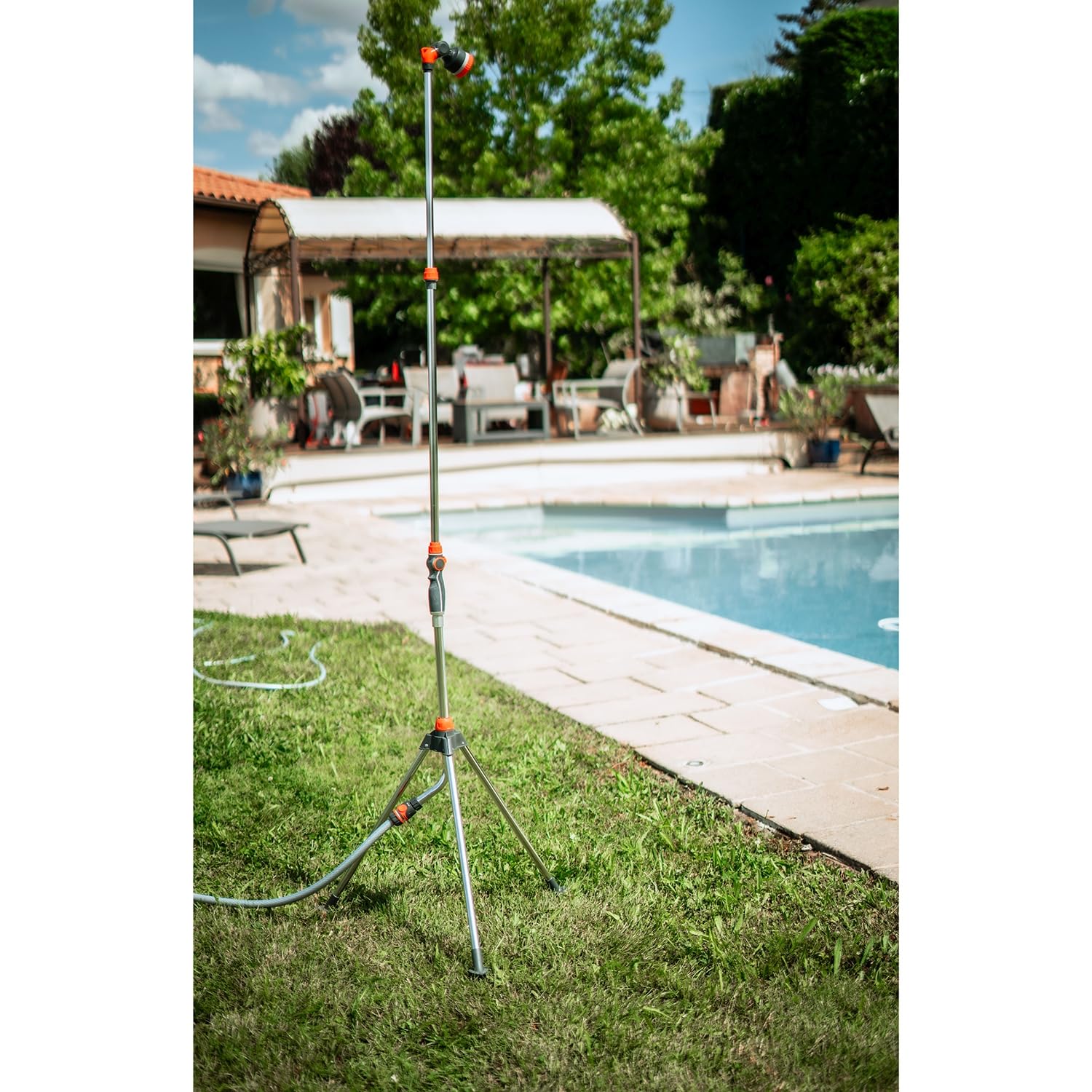 SPIDO - Kit douchette et asperseur sur Pied - Lance télescopique 95 à 140 cm - Asperseur 360° - Arrosage Jardin et massifs