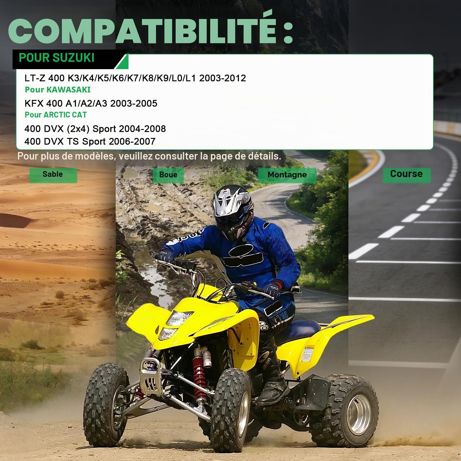 Plaquettes de frein avant et arriere pour SUZUKI LTZ400 LT-Z400 LT Z 400 K/Z/L 2003 2004 2005 2006 2007 2008 2009 2010 2011 2012
