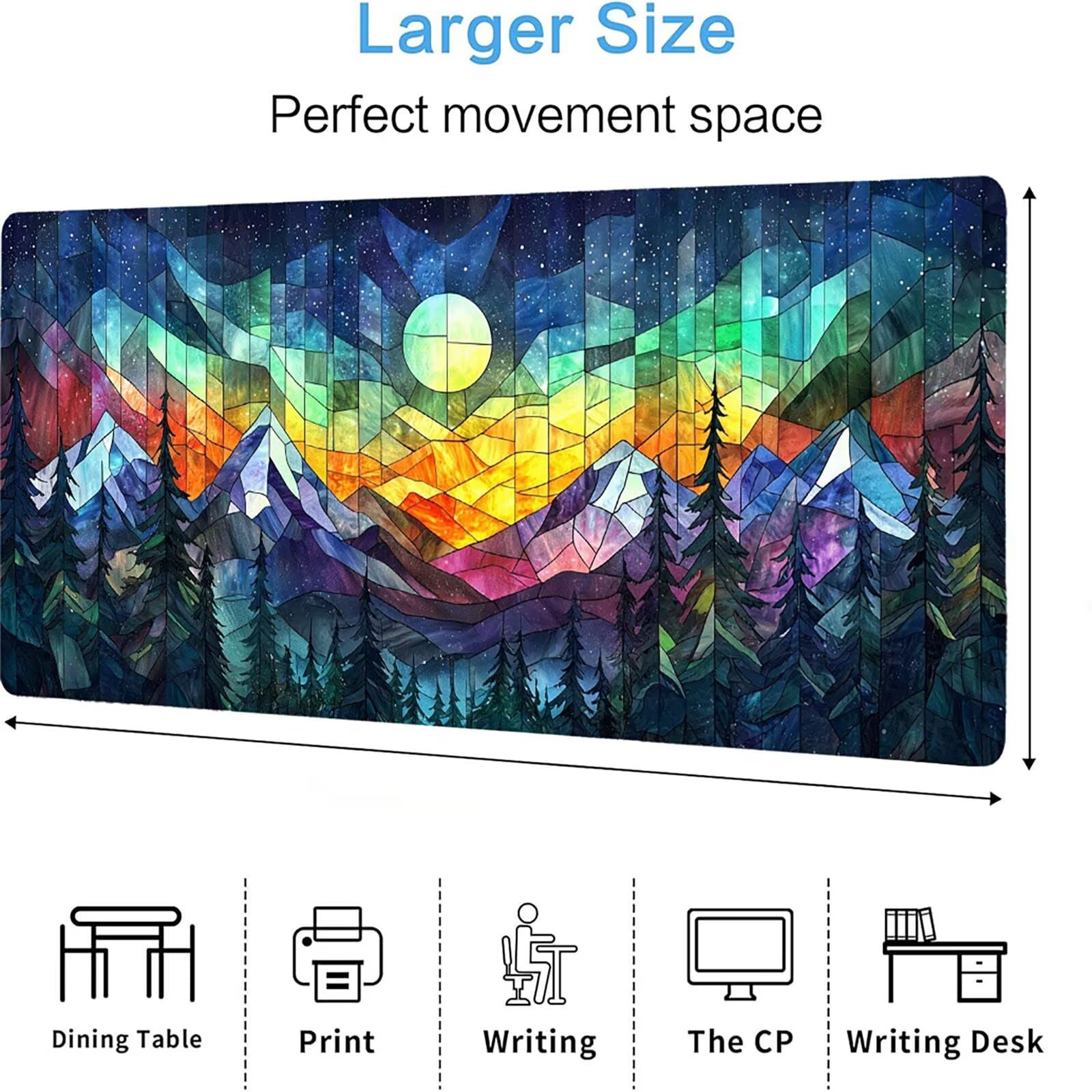 Podkładka pod mysz księżycową XXL, podkładka pod mysz do gier XXL 1600 x 800 x 4 mm, podkładka na biurko dla graczy, bardzo duża bezszwowa mata na stół dla graczy, antypoślizgowa podstawa, wodoodporna
