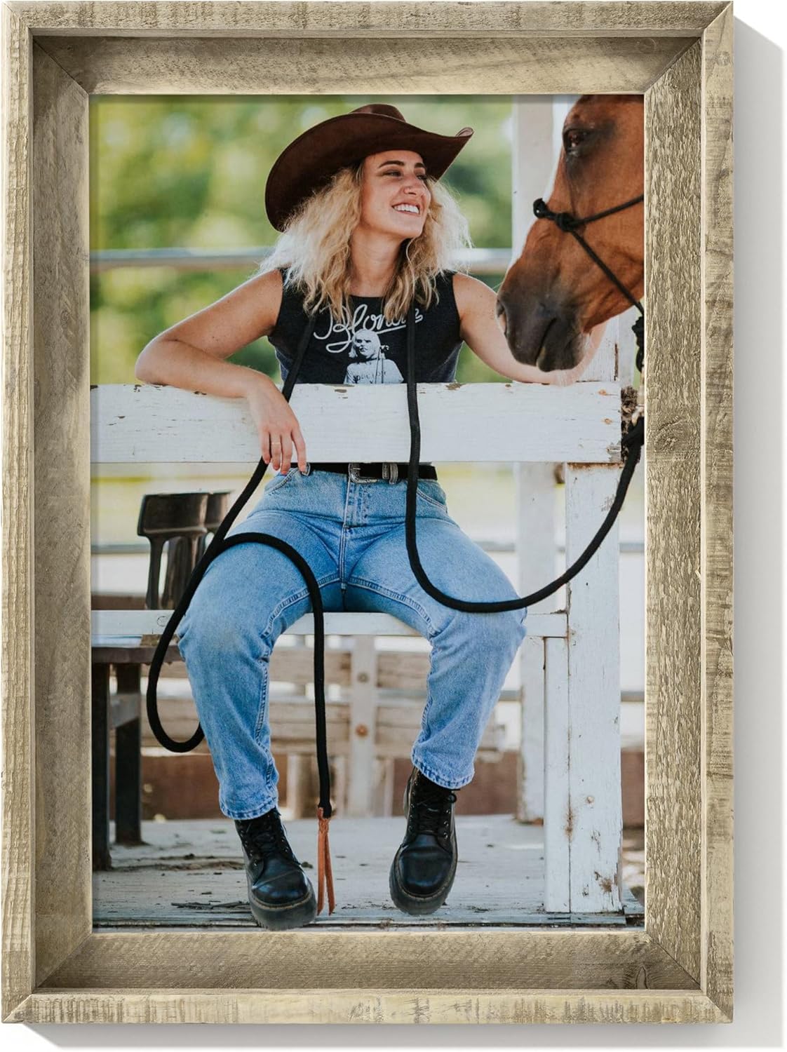Rustic 12x18 Picture Frame, Reclaimed Barnwood Photo Frame with Tempered Glass, Distressed Finish, Perfect for Family Galleries. Can be Mounted Horizontally or Vertically, or Used as Tabletop Display
