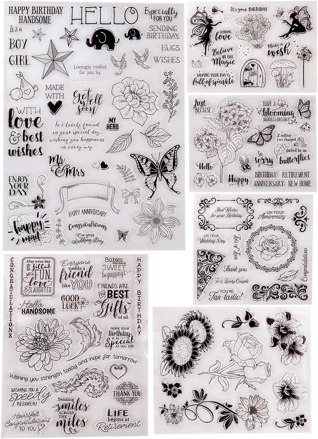 Silicone Stamps Flower Clear Stamps for Cards Making Fairy DIY Clear Stamp Cling Seal Scrapbook Embossing Album Decor Craft(Flower)