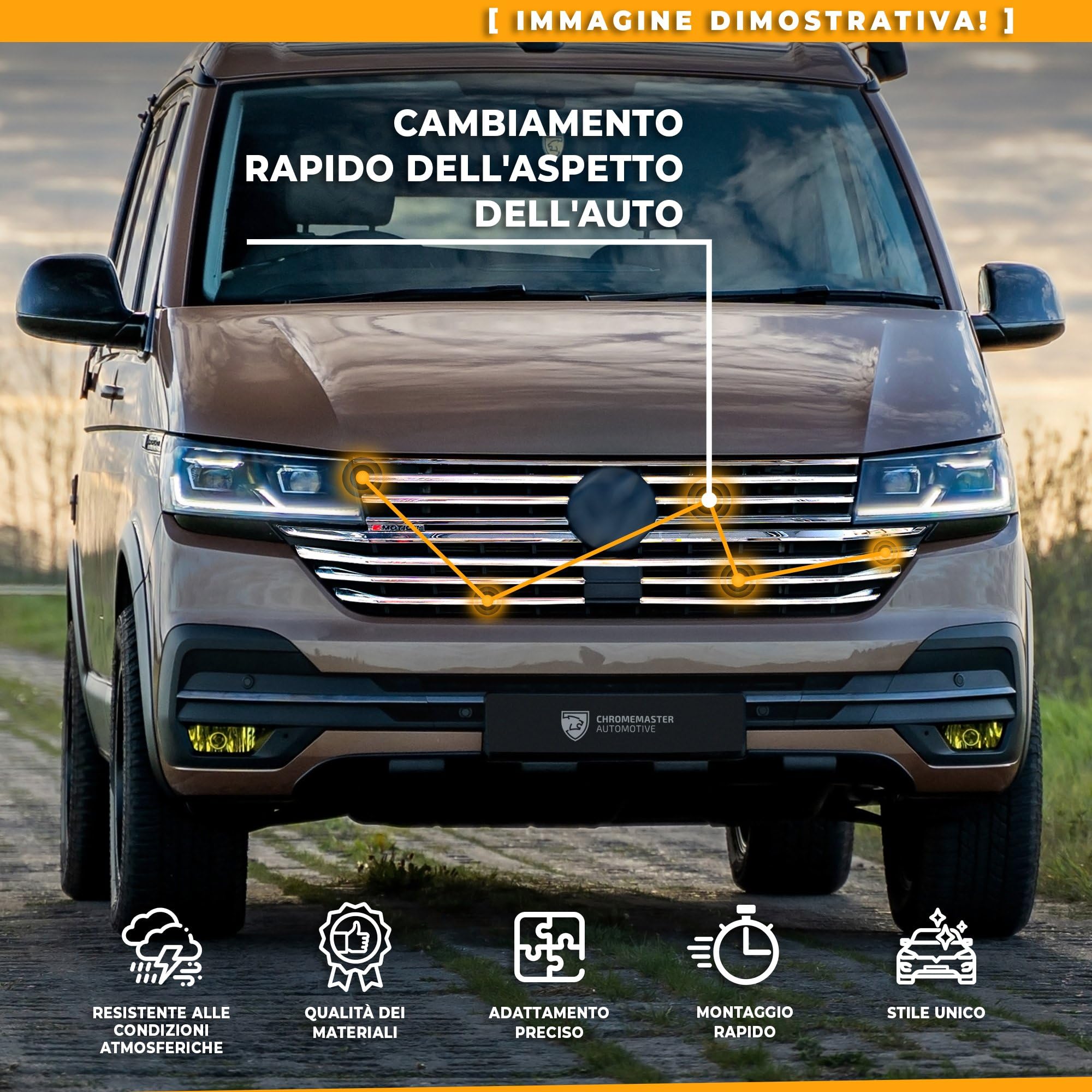 CHROMEMASTER | Compatibile con Mercedes Vito W447 2014-2019 | Profili per Griglia Anteriore; Modanature per Griglia del Radiatore; Acciaio inossidabile Lucidato | Nuovo, Attraente Aspetto dell'Auto