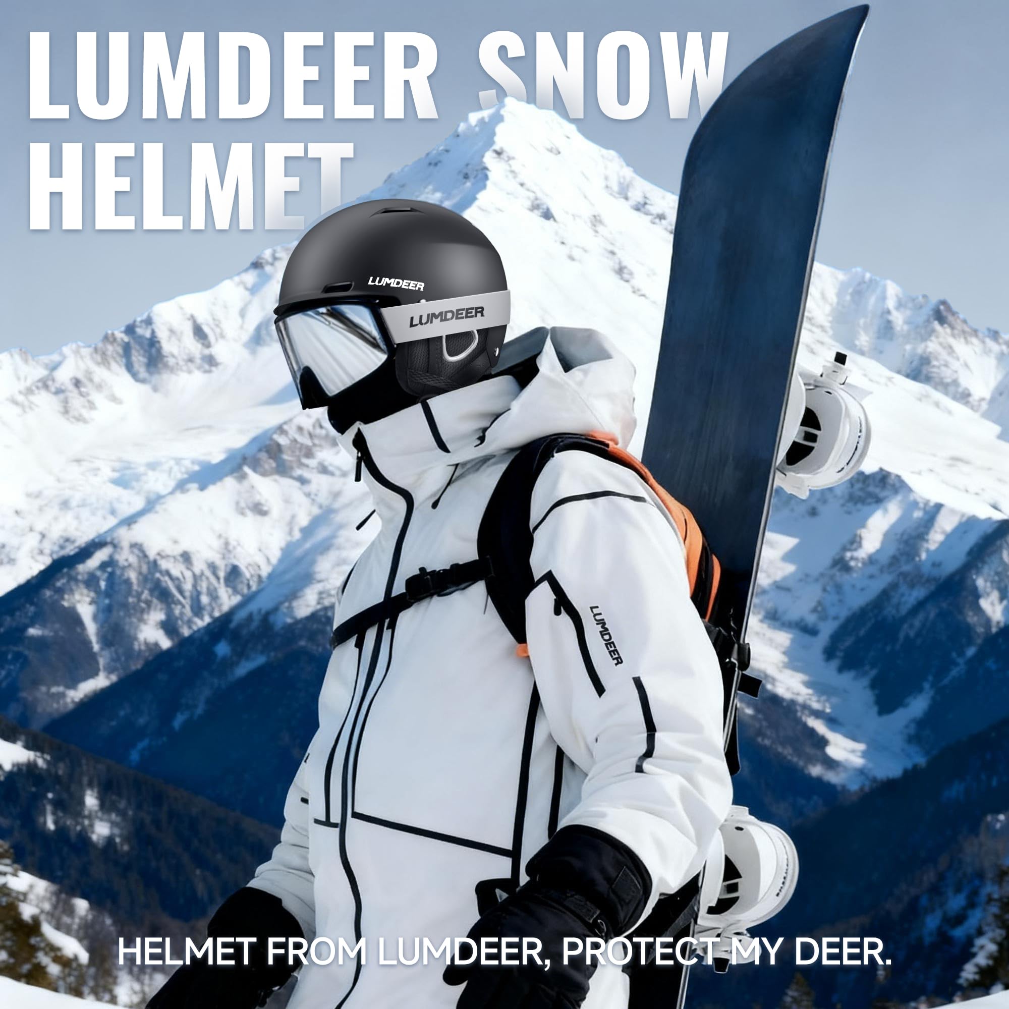 LUMDEER Kask narciarski – certyfikowany kask snowboardowy do aktywnej wentylacji, trwała powłoka PC i pianka EPS oraz ciepła strona wewnętrzna, do jazdy na nartach, snowboardzie, dorosłych, mężczyzn i