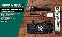 Vista 6 de Vortex Optics Mountain Pass - Kit de trípode - Cabezal panorámico de 2 vías, carga máxima de 22 lb, montaje de cabezal Arca-Swiss - Garantía