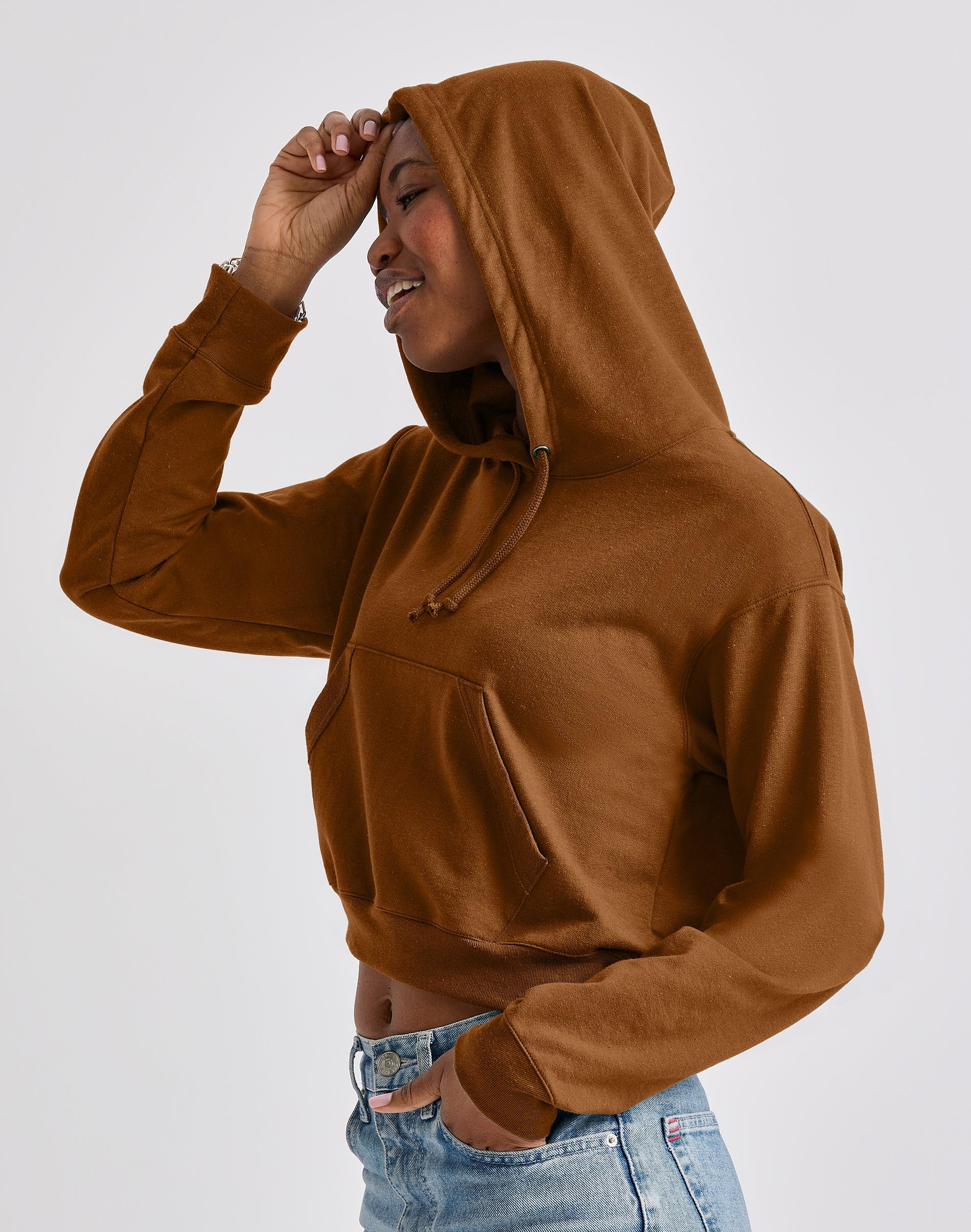 Hanes Damski Originals sweter Cropped Hoodie French Terry Hooded bluza z kapturem, jasnoróżowy, L