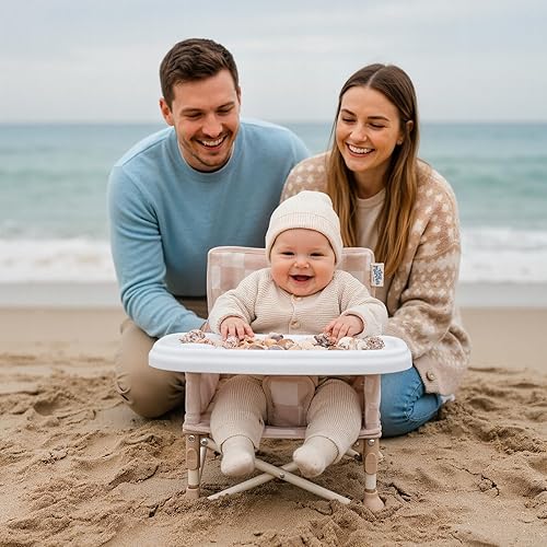 Miniatura 2 de Tiny Marvels Silla de bebé portátil 3 en 1, asiento elevador acogedor, asiento de bebé con bandeja, plegable compacta, silla para niños pequeños con