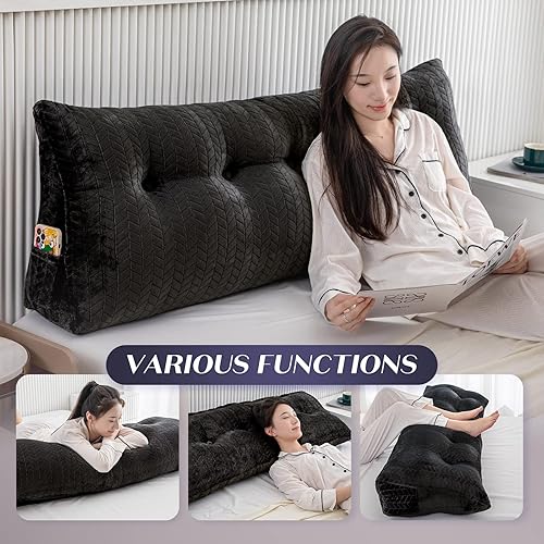 Miniatura 4 de TerriTrophy Almohada triangular de cuña para cabecero grande con soporte de posicionamiento y funda extraíble