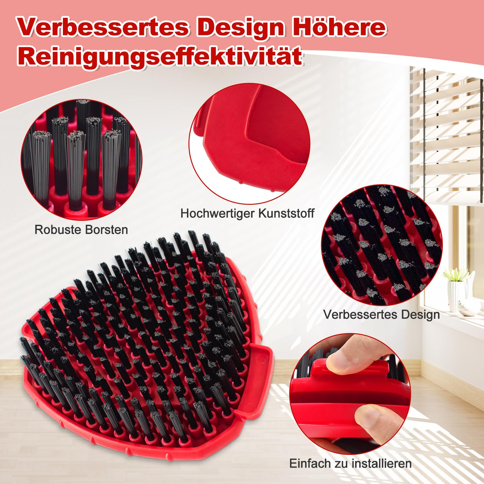 Lot de 2 brosses à dents améliorées compatibles avec Vileda EasyWring 1 réservoir, Scrubber Mop Attachments for Vileda Brush Head, Hard Bristle Cleaning Brush for Floor Bathroom Kitchen Wall Tile
