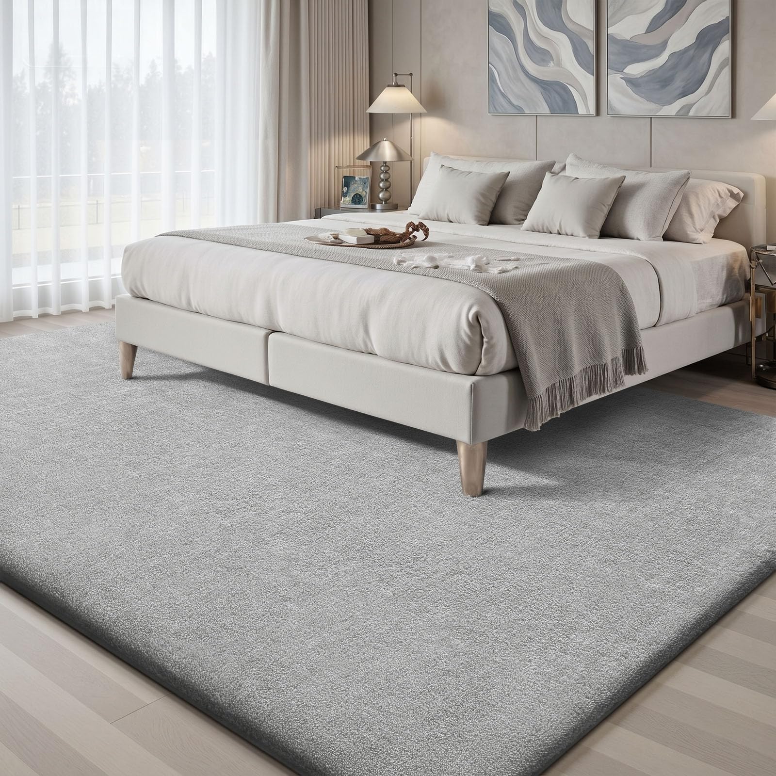 Sour Lemon Alfombra de para Sala de Estar,200 x 300 cm, Lavable, para habitación Infantil, niña y niño, Color Gris, de Pelo Corto, esponjosa y Antideslizante.