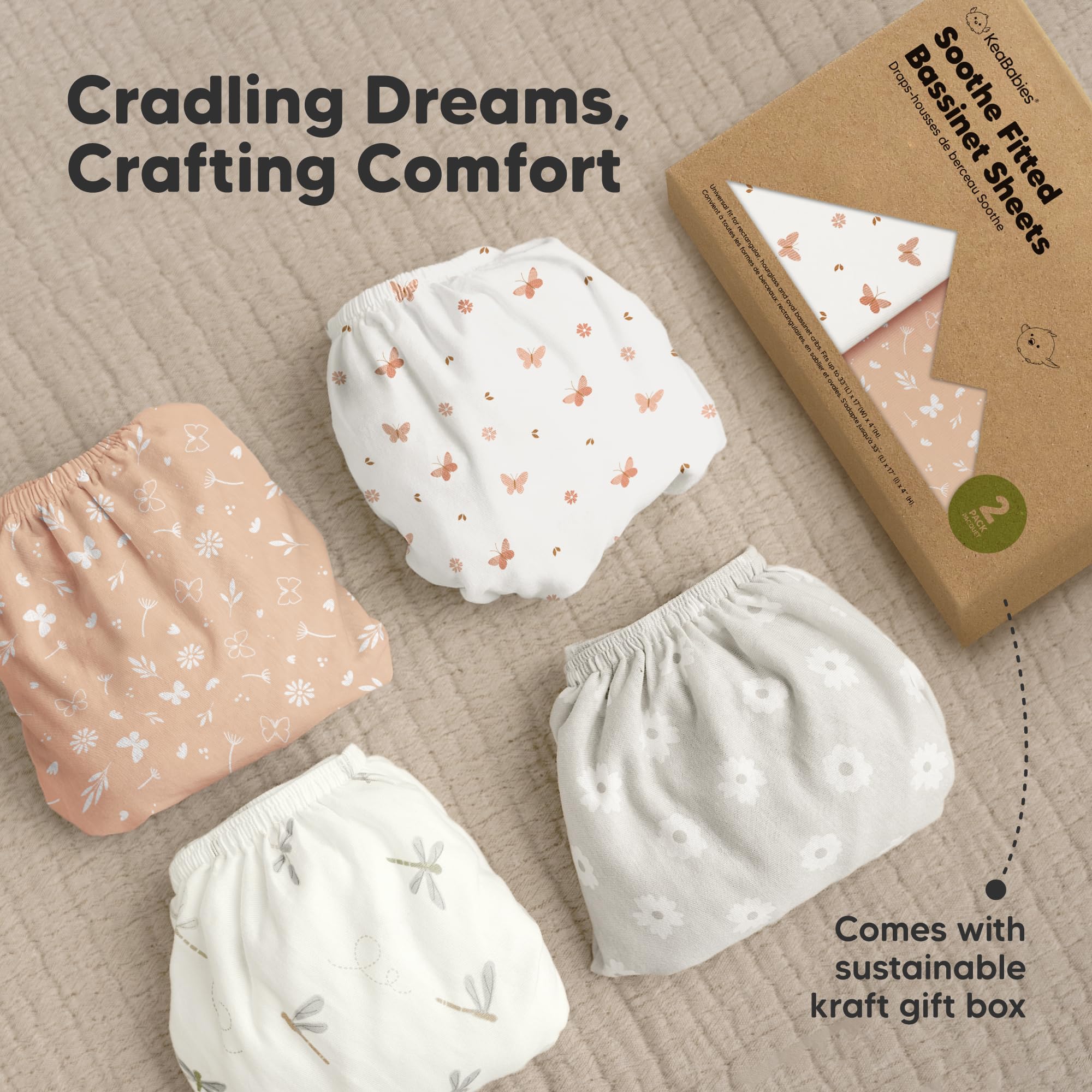 2 confezioni di lenzuola organiche per culla per neonati, per ragazze e ragazzi - 100% lenzuola per materasso per culla in cotone, compatibili con Halo Bassinest Swivel Sleeper, Graco, Baby Delight