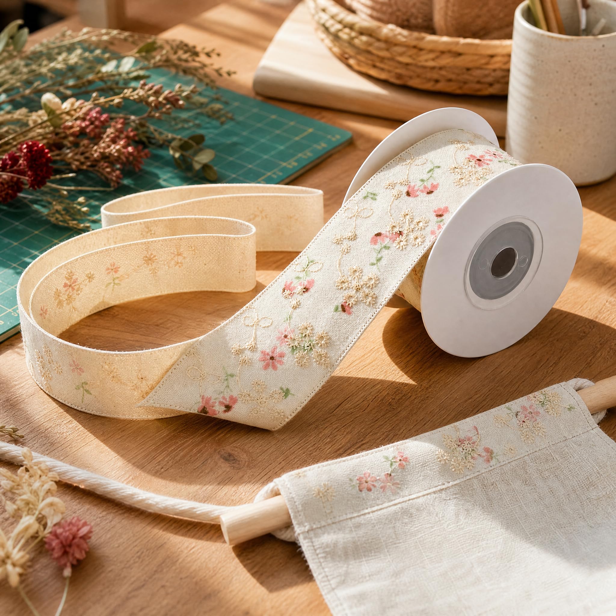 Nastro Ricto Floreale in Cotone, size to 1