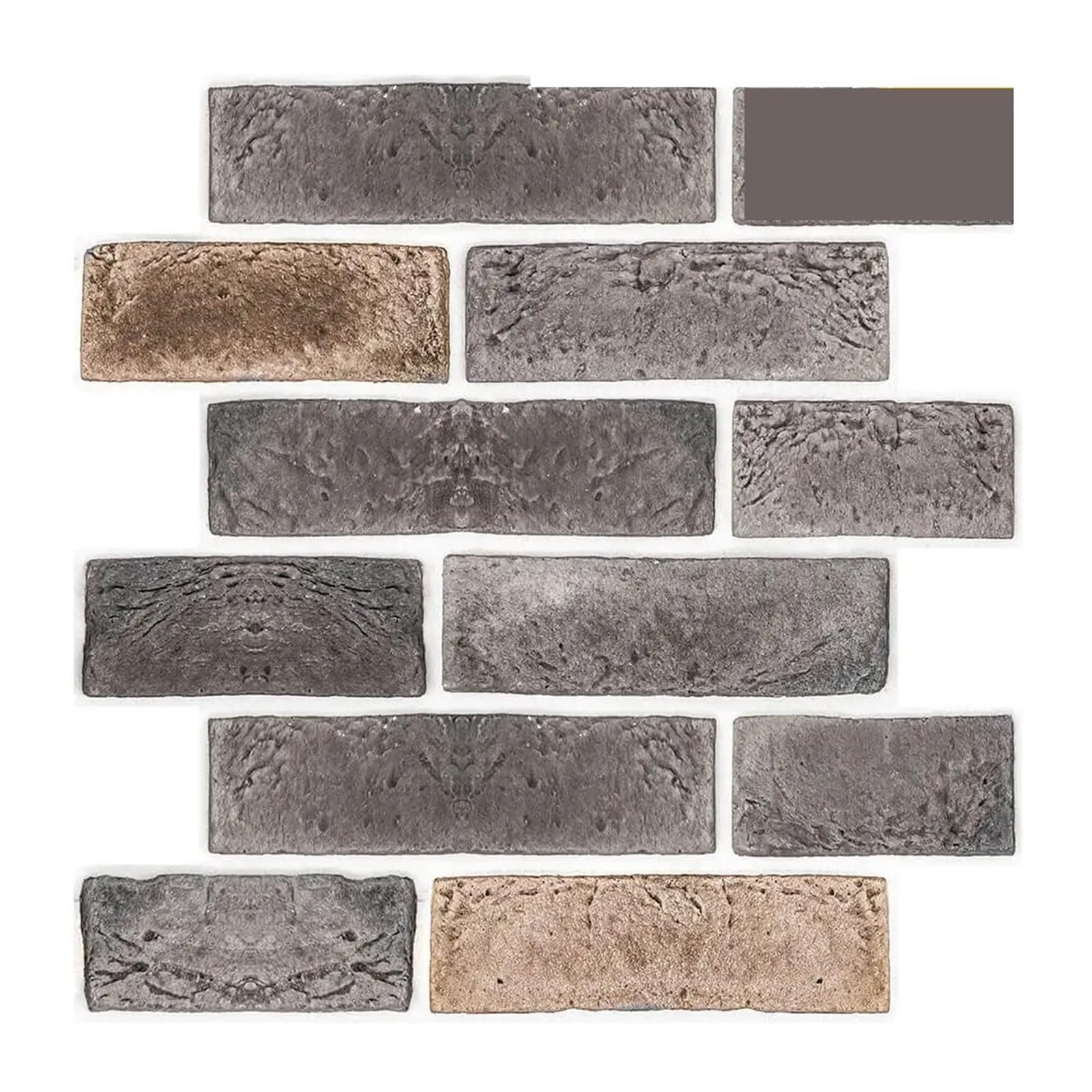 Stick On Tiles 1/10pcs 3D Wall Sticker Self-Adhesive Faux Brick Panel Peel and Stick Tile Backsplash(Grey - 10pcs)