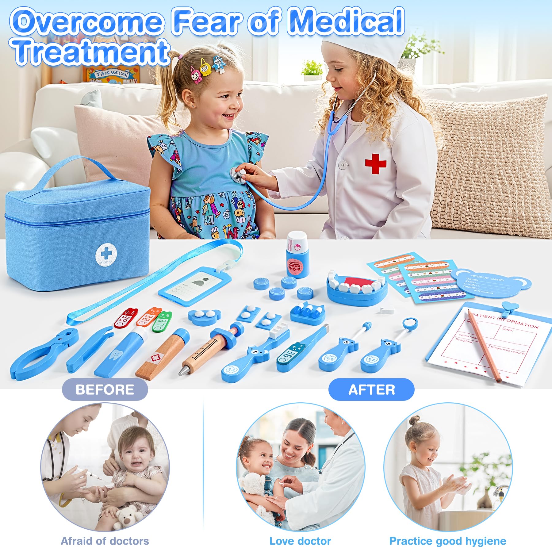 Ophy Valigetta Dottore Bambini, Kit Dottoressa con Stetoscopio ad Alta Simulazione Kit Dottore Bambino per Bambini dai 3 Anni Gioco di Ruolo per Ragazzi e Ragazze di 3-8 Anni Kit Medico Giocattolo
