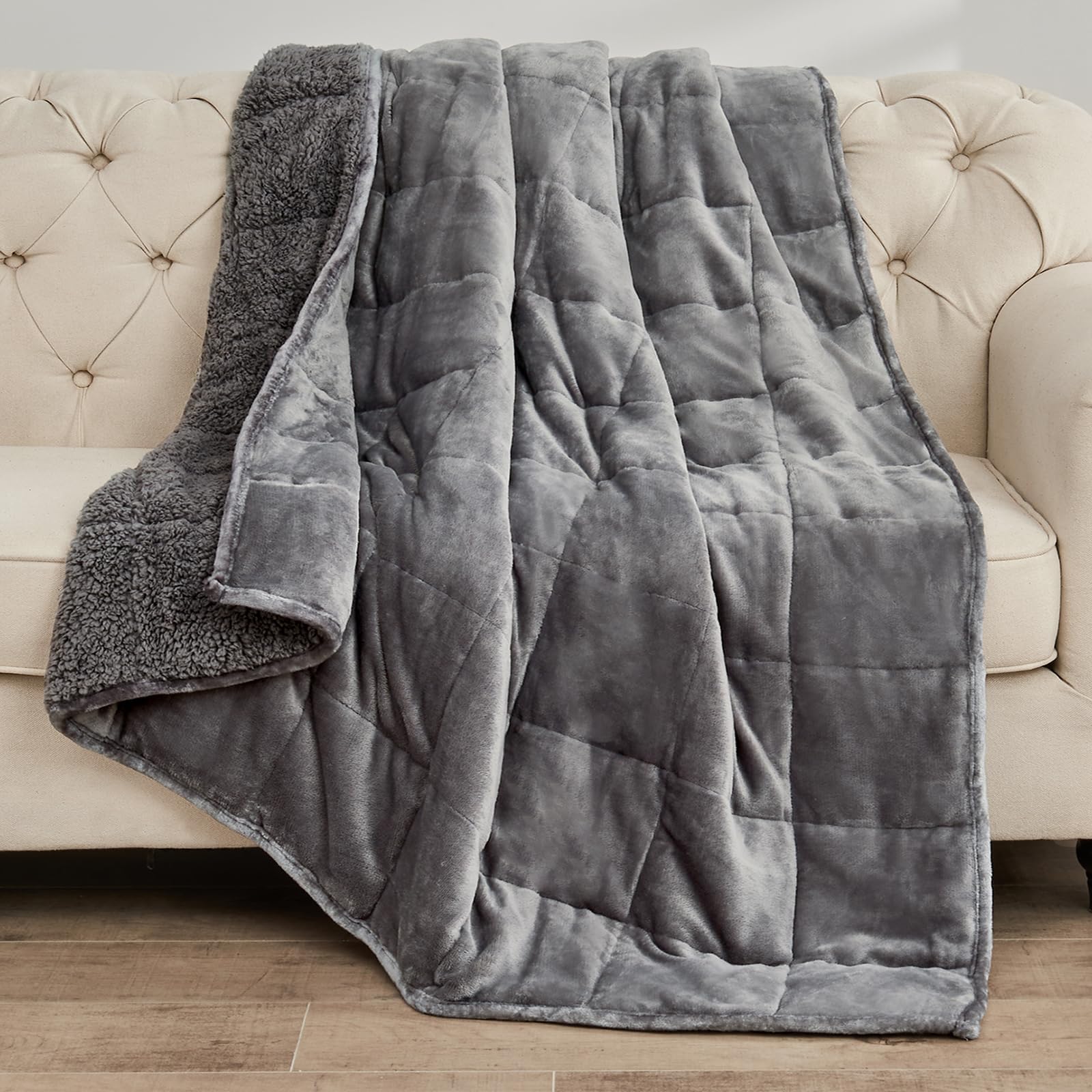 Yurhap Soft Sherpa Weighted Blanket for Adults, Cozy Fleece