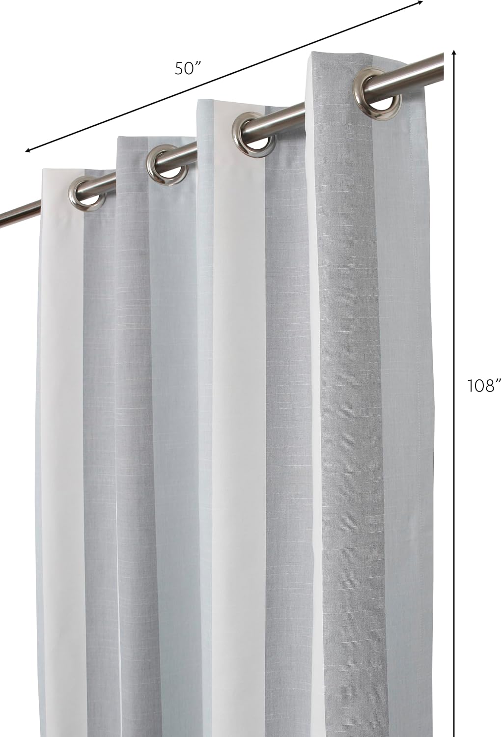 Outdoor/Indoor Sunbrella Curtain 108 inch x 50 inch Water, Weather, Fade and Stain Resistant with 8 Stainless Steel Grommets Direction Dew Stripe