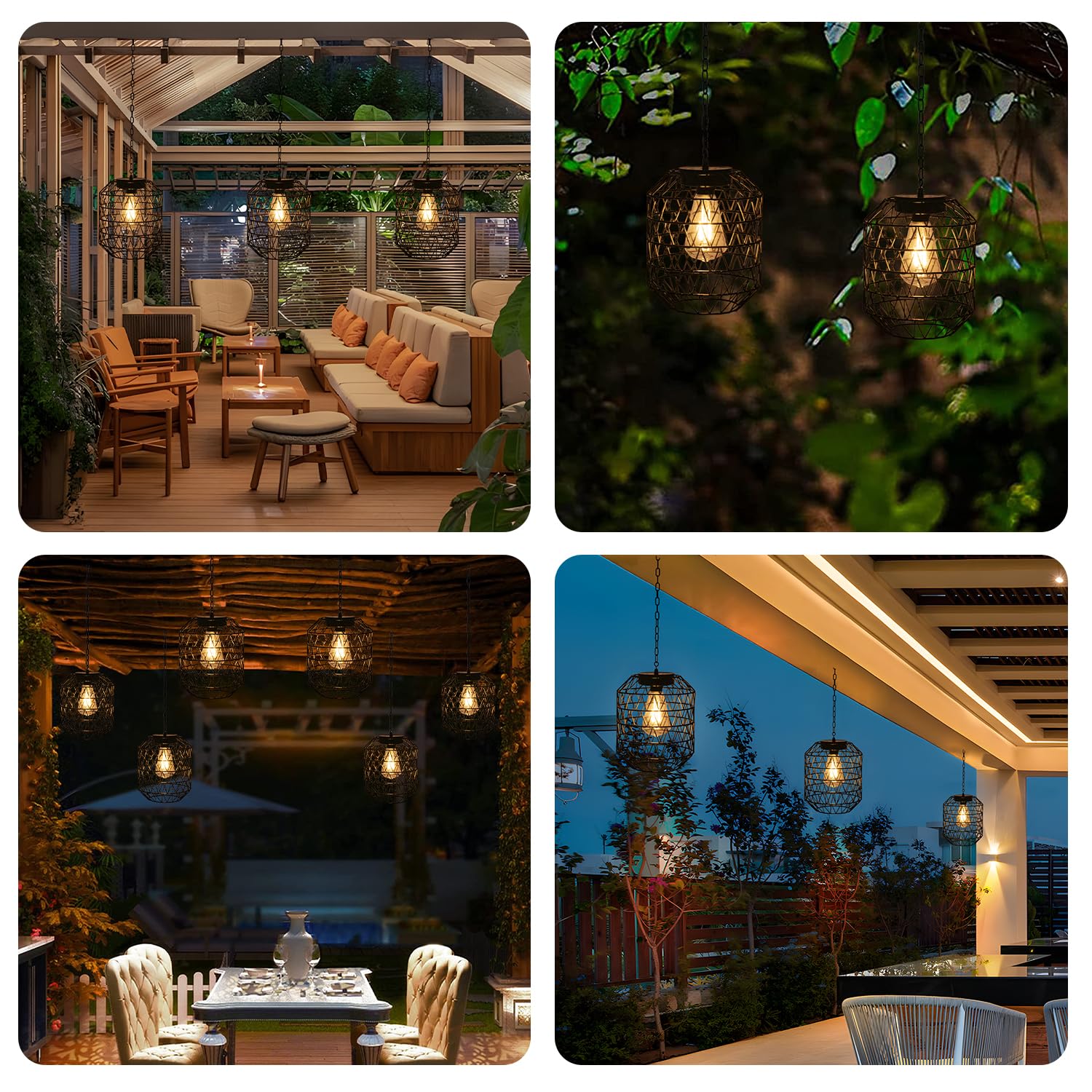 Livinlarge Solar Pendant Light,Outdoor Solar Powered Chandelier Hanging  Lantern IP44 Waterproof,Gazebo Lights For Yard Patio Balcony Tree Porch  Porch ..., image size:1500x1500