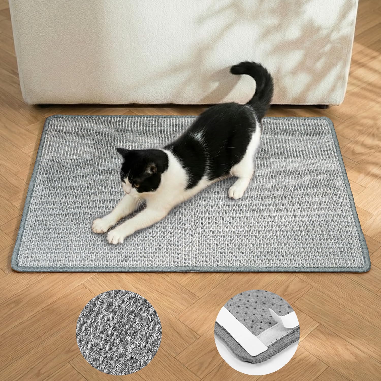 Conlun Tapete arranhador de gato, almofada de arranhão de gato de sisal natural, tapete