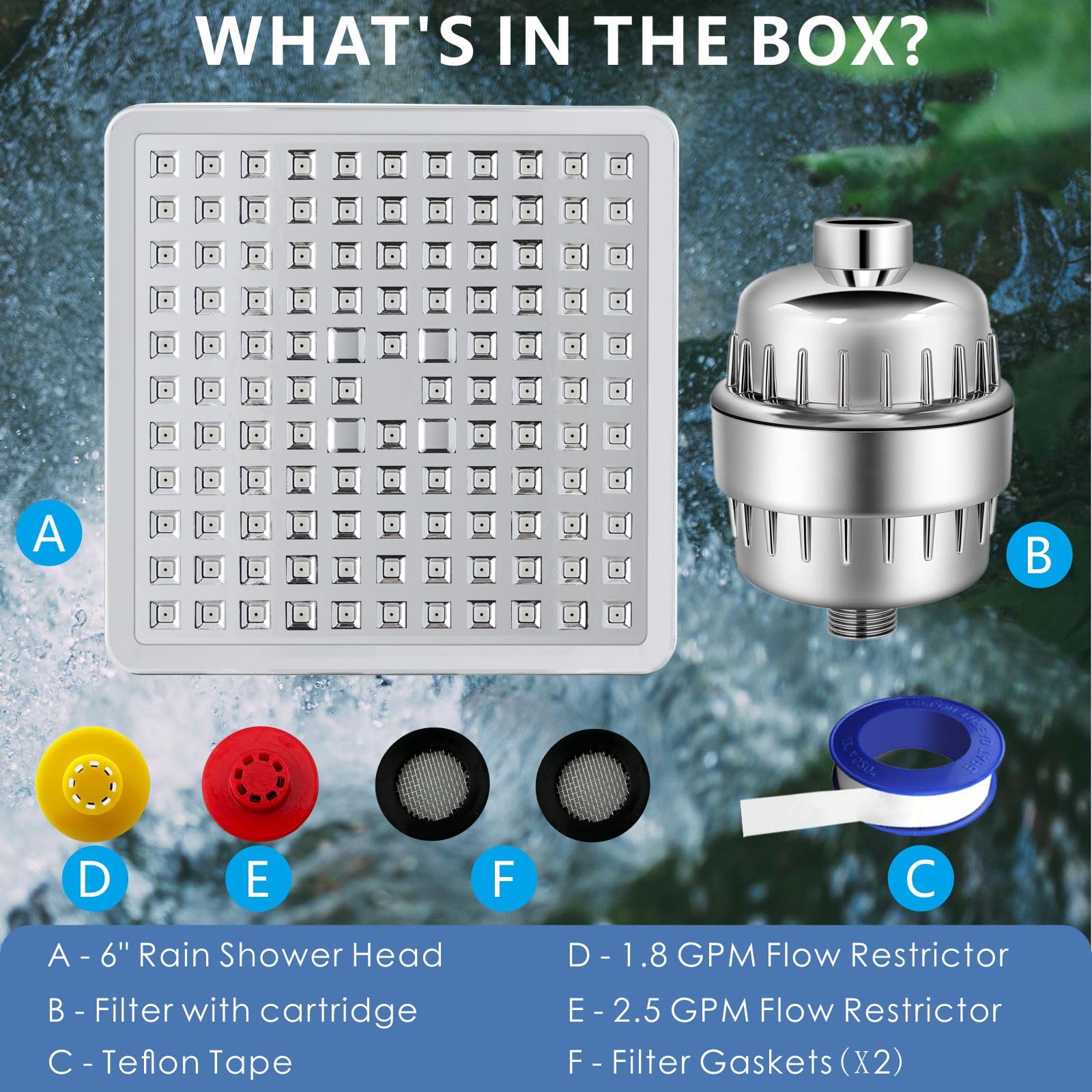 Faibenby Soffione Doccia Filtrato Cromato 12,7 Cm - 8 Modalità Di Getto Ad Alta Pressione - Filtro KDF-55, Vitamina C E Calcio Solfito - Rimuove Cloro E Metalli Pesanti - 5