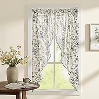 Vista 29 de jinchan Cenefa con estampado floral para ventanas de 36 pulgadas de largo, cenefas de cocina de lino para filtrar la luz campestre, tratamiento