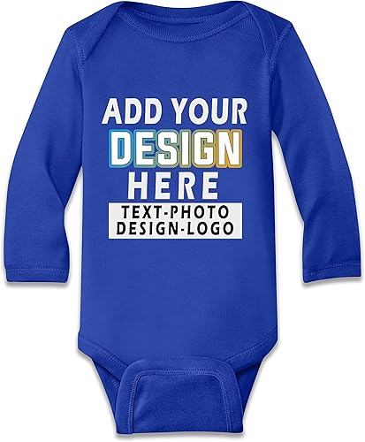 TEEAMORE Body de bebé personalizado Agregue su diseño Imagen Foto Unisex Bebé Manga larga