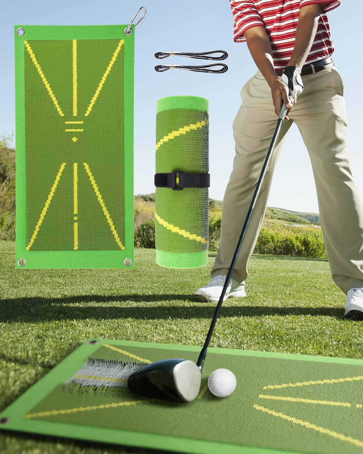 Golf Training Mat for Swing Detection Batting - Golf Swing Trainer Mat That Shows Swing Path, Correct Hitting Posture, Advanced Golf Training Aid Equipment Outdoor Indoor Golf Gifts for Men Women