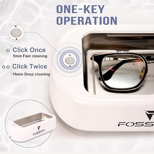 Miniatura 5 de Limpiador ultrasónico de joyas, limpiador ultrasónico de gafas 48KHz 640ML con 2 modos de temporizador, limpiador de joyas de plata, máquina de