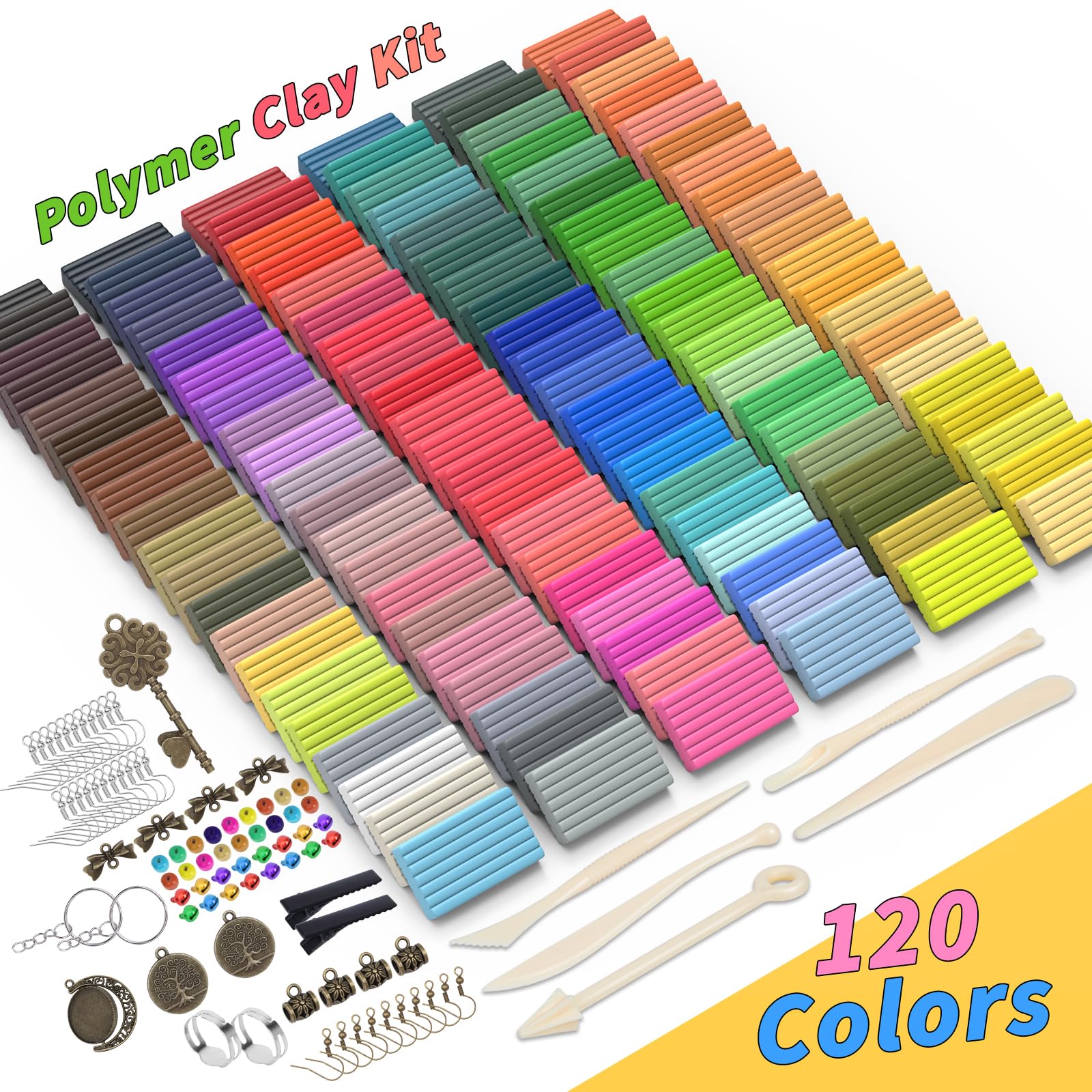 285 arcillas poliméricas de 120 colores arcilla para modelar para niños, kit de iniciación de bricolaje, modelo horneado, arcilla, moldeo no pegajoso, arcilla de bricolaje con herramienta de escultura 2