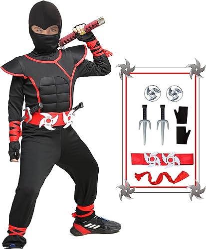 Doxrmuru Disfraz de ninja para niños disfraz de ninja muscular para Halloween disfraz de ninja con máscara