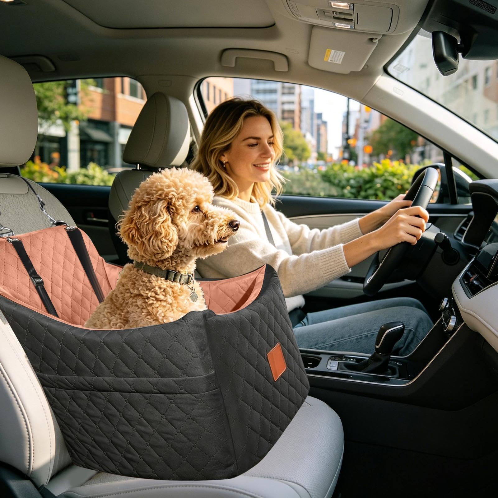 Seggiolino Auto Rialzato Per Cani Viaggio Animali Memory Foam | Sedile Rialzato Per Cani Per Viaggi Lunghi, Vacanze, Visite Veterinarie, Parchi, Camion, SUV, Uso Quotidiano