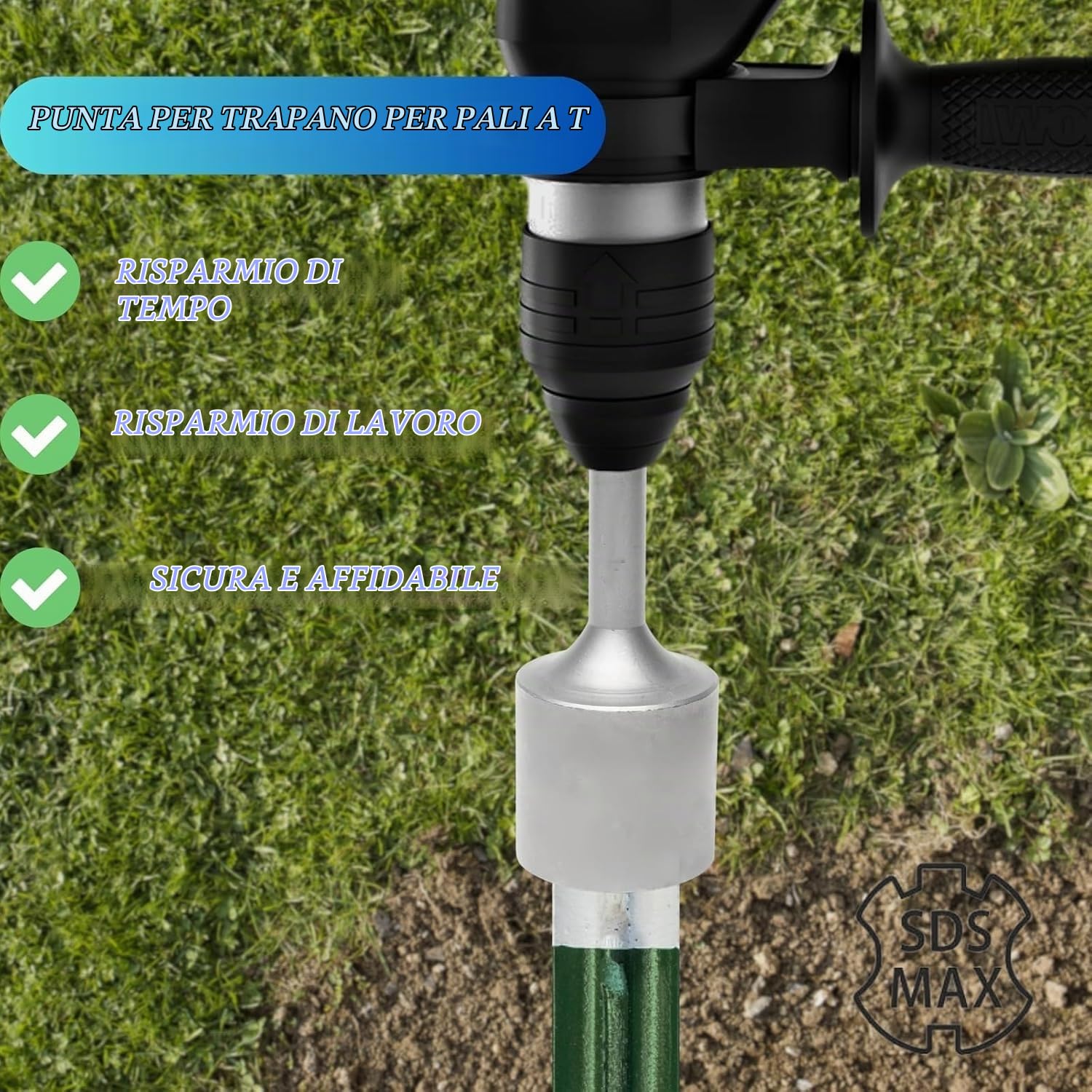 5 Pits Terra Driver per Pali, TOOSOAR Multifunzionale Testa di Martello per Pali di Terra, Pali di Recinzione, Interno φ 65MM