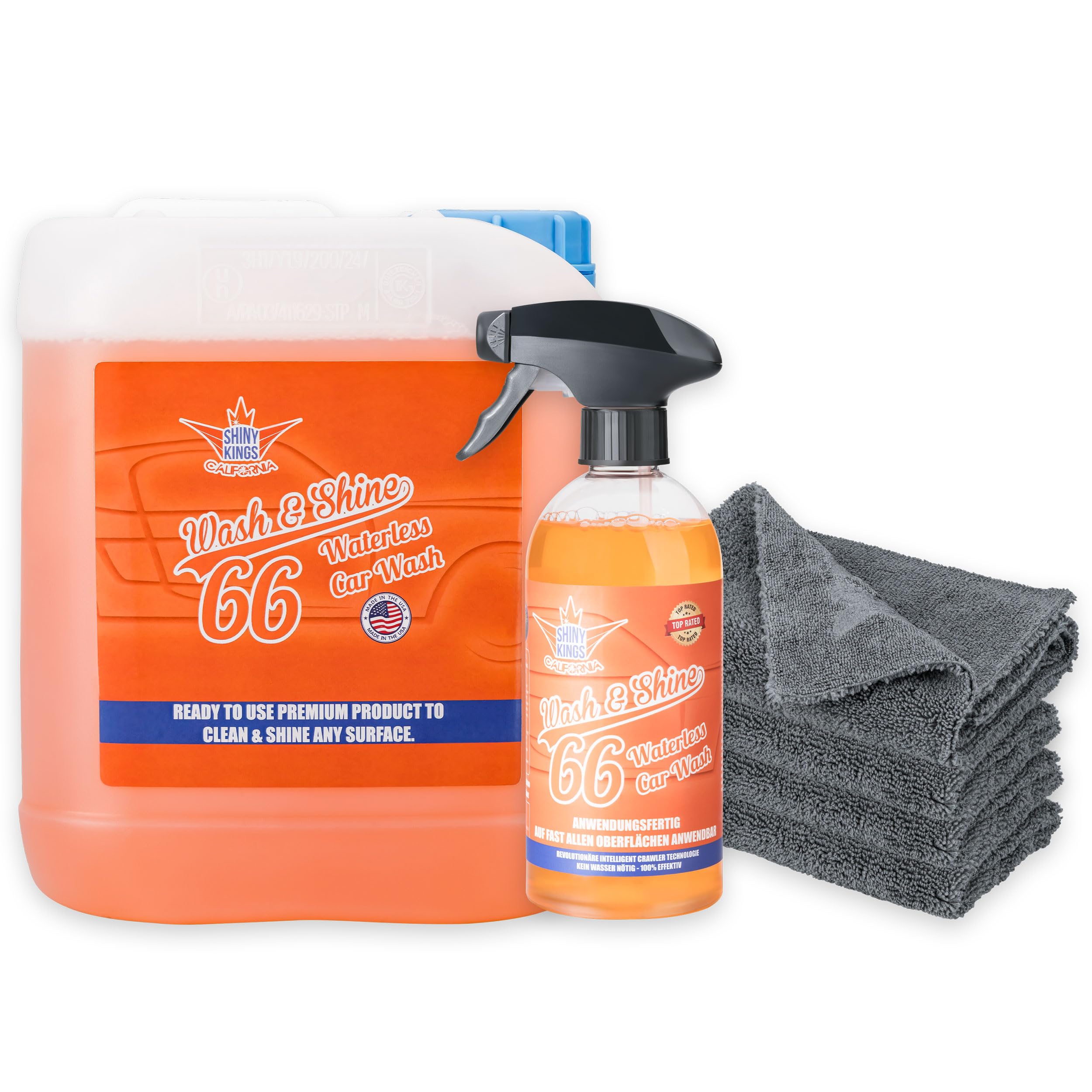 Produktbild von Shinykings BIKE | Nano-Tech | Wasserloser Motorrad-Reiniger Und Insektenentferner | Hochglanz Schnellreiniger | Kratzfreie Trockenwäsche | Shampoo | Trockenreiniger | 1 X 0,5L Spray + 1 Spezialtuch