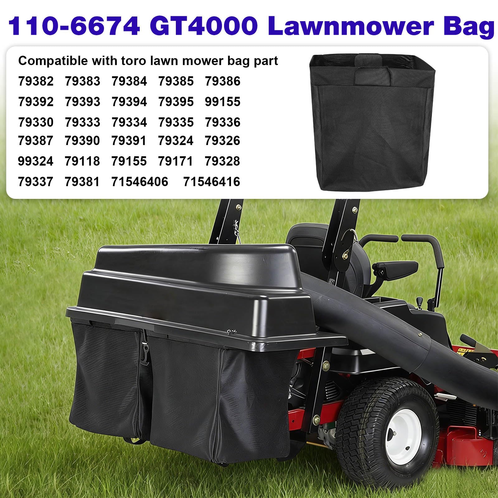 JIOTAR 110-6674 GT4000 Lawn Mower Bag Compatible with Toro Zero