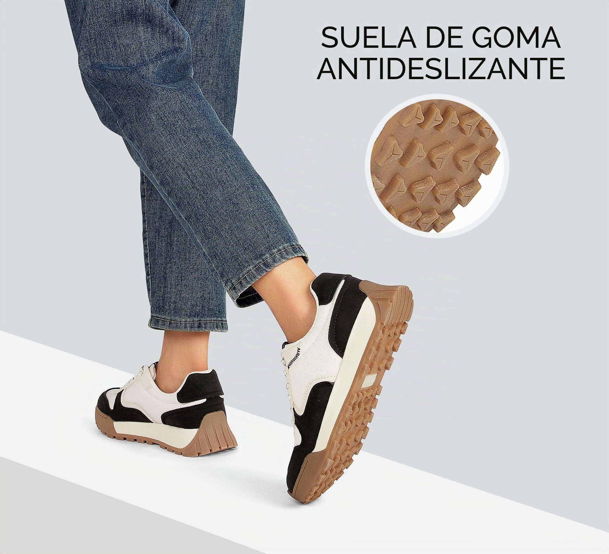 LUCKY STEP Zapatillas Mujer Plataforma Canvas Casuales con Cordones - Tenis Deportivos Retro para Caminar, Running, Moda y Estilo Clásico
