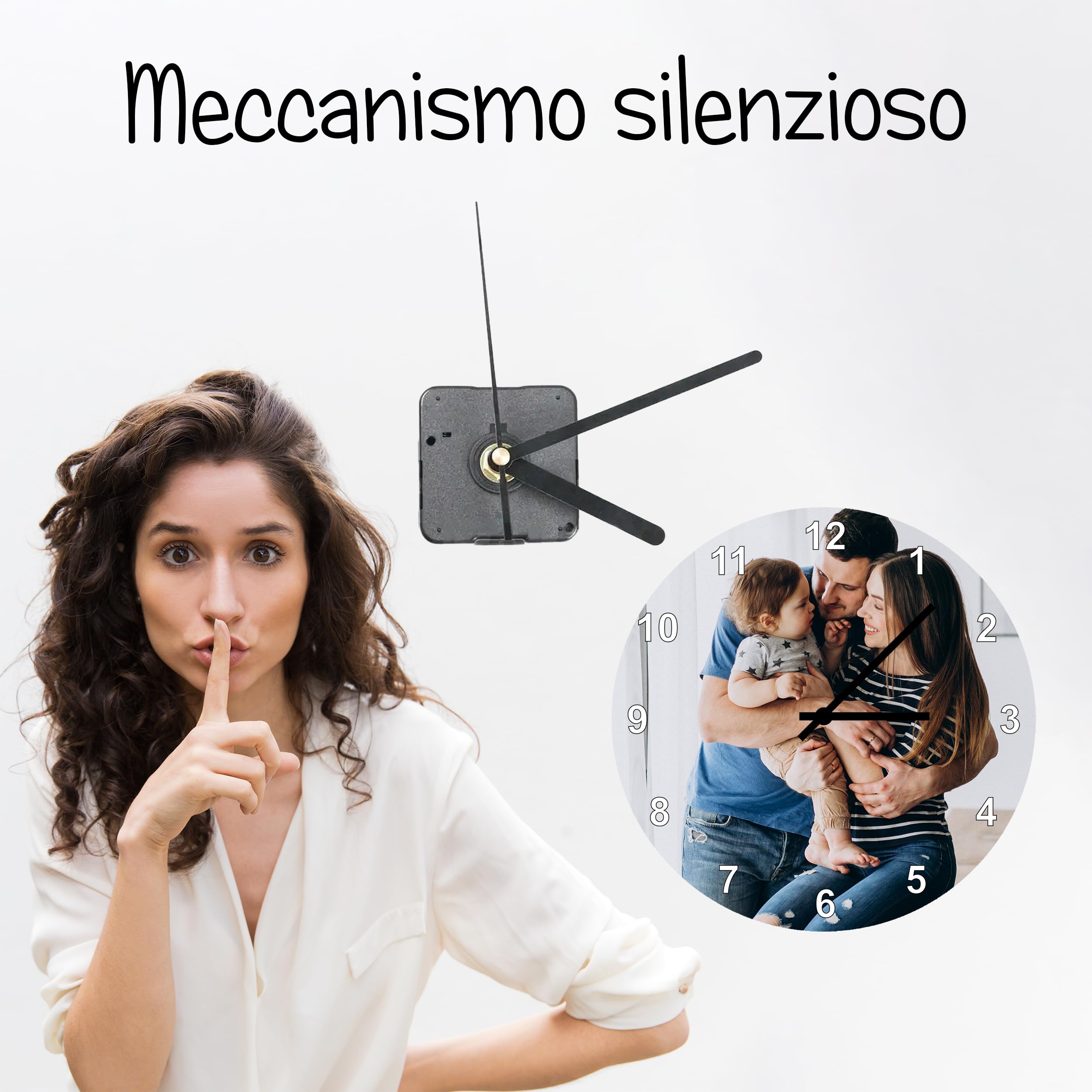 Stileitaliano Orologio da Parete personalizzato in legno moderno con Numeri Bianchi Orologi a muro con foto stampa fotografica 25cm x 25cm Idea Regalo per la Casa (Rotondo)