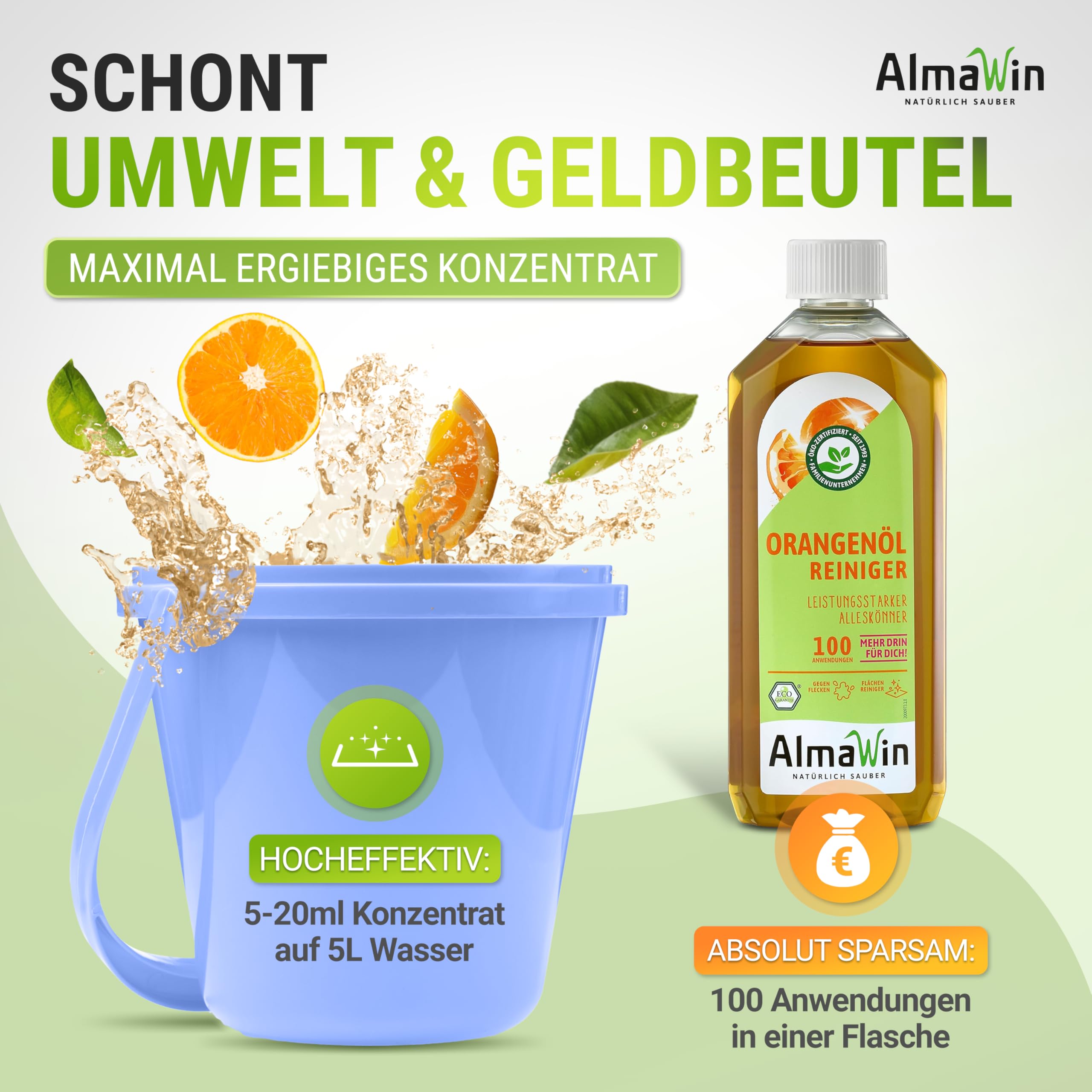 AlmaWin Liquid Soap Orange 0.5 Liter | GmbH