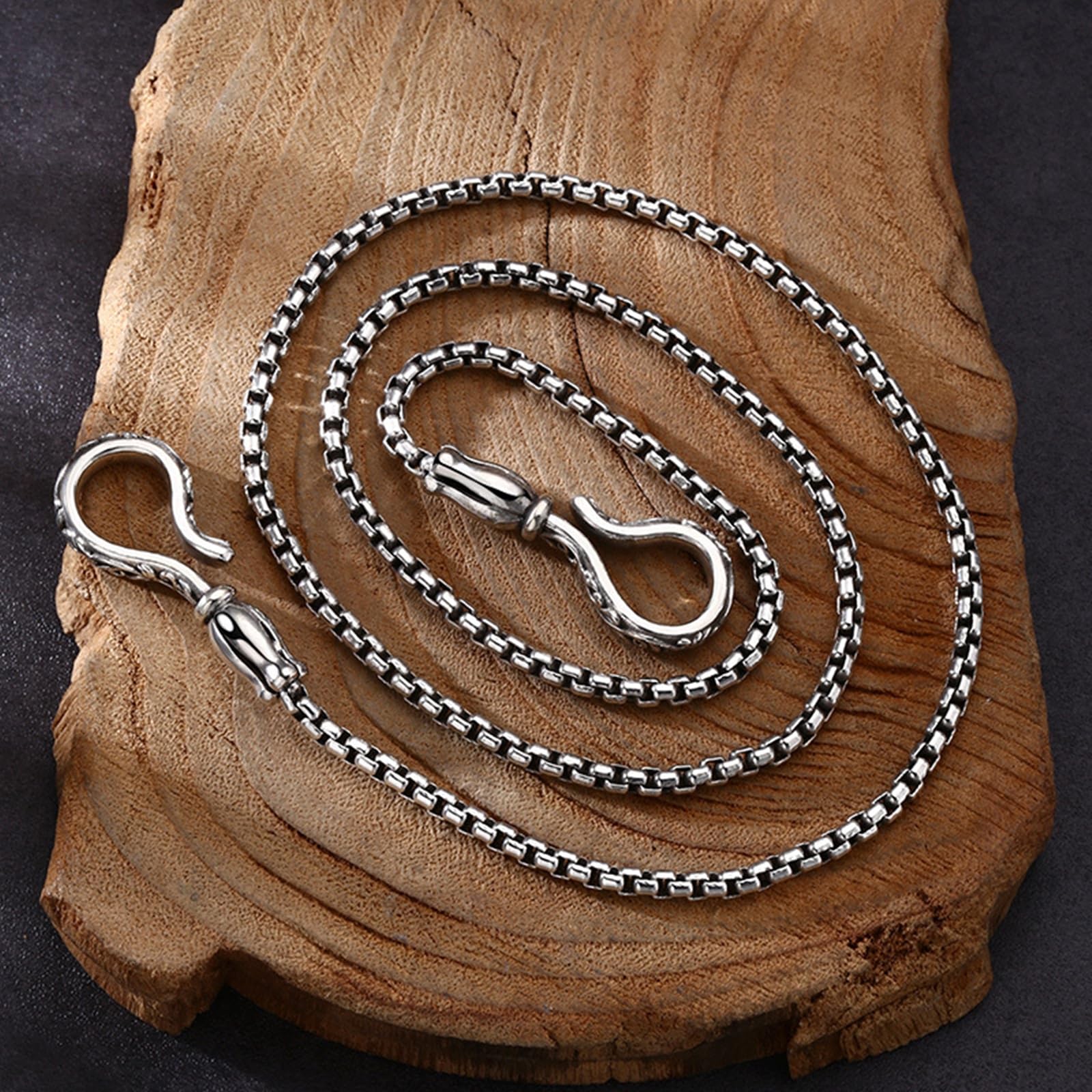Collana Argento Uomo Donna 925 Catena Collana Argento Sterling | Collana Catena a Maglia Scatola Vintage Larga 3MM con Fibbia a Doppio Gancio Collane per Uomo e Donna Argento Gioielli
