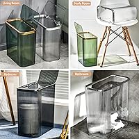 Vista 7 de Cubo de basura transparente para baño, cubo de basura con tapa, cubo de basura Kithen de 3.5 galones para baño, dormitorio, cocina, oficina, sala