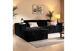 106" Plush Fabric Cloud Sectional Couch with Chaise Longue for Living Room (Left Hand Facing)