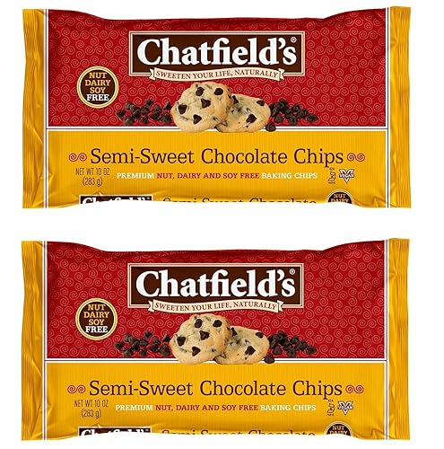 Chatfields Chips de chocolate semidulce, sin lácteos de nuez y soja, chips veganos para hornear, bolsa de 10 onzas (paquete de 2)