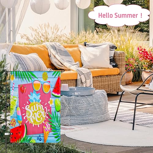 Miniatura 4 de Banderas de jardín de verano de sandía para exteriores de 12 x 18 pulgadas, de doble cara, colorida bandera de jardín de verano de Hello Summer para
